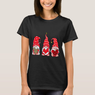 Three Gnomes Holding Heart Leopard Happy Valentine T-Shirt