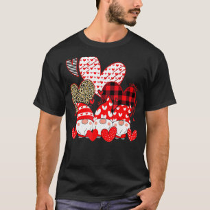 Three Gnomes Holding Hearts Valentines Day For Her T-Shirt