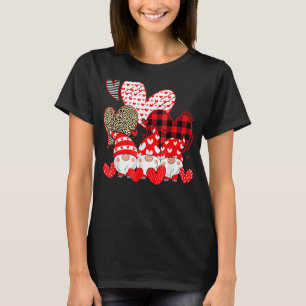 Three Gnomes Holding Hearts Valentines Day For Her T-Shirt
