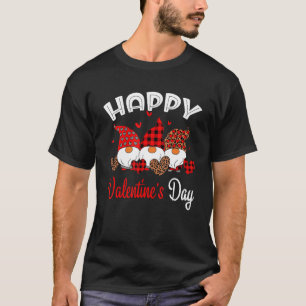 Three Gnomes Holding Leopard Heart Happy Valentine T-Shirt