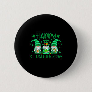 Three gnomes holding shamrock leopard plaid st 2 inch round button