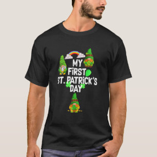 Three Gnomes Holding Shamrock Leopard Plaid St Pat T-Shirt