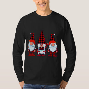 Three Gnomes in Buffalo Plaid Christmas Gnome Xmas T-Shirt