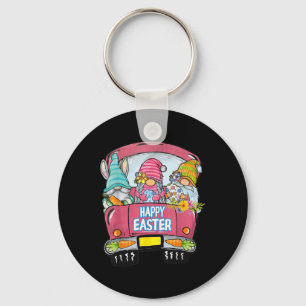 Three Gnomes In Truck Bunny Egg Happy Easter Day Keychain