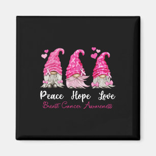 Three Gnomes Peace Hope Love Breast Cancer Awarene Magnet