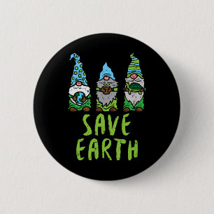 Three Gnomes Plant Turtle Save Earth Gardening Gar 2 Inch Round Button