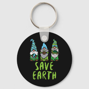 Three Gnomes Plant Turtle Save Earth Gardening Gar Keychain
