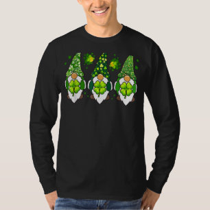 Three Gnomes Shamrocks Buffalo Plaid Leopard St Pa T-Shirt