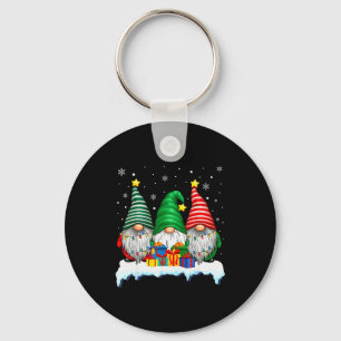 Three Gnomes Tree Lights Men Women Matching Xmas H Keychain