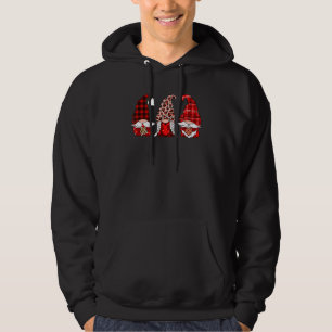 Three Gnomes Valentines Day Hearts Leopard Red Pla Hoodie