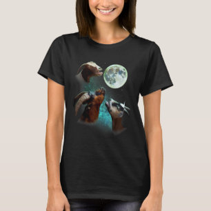 Three Goats Howl At Moon 3 Wolfs Wolves Funny Paro T-Shirt