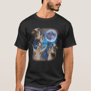 Three Goats Howling at The Moon Weird Meme Goat T-Shirt