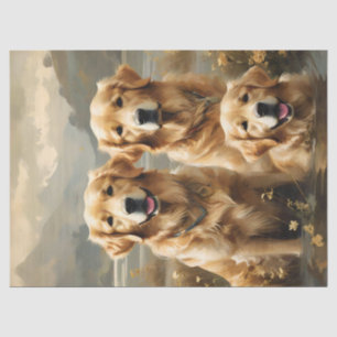 Three Golden Retriever Dogs Portrait Tissue Paper