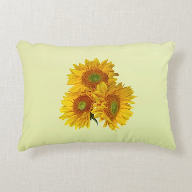 Three Golden Sunflowers Accent Pillow (Front)