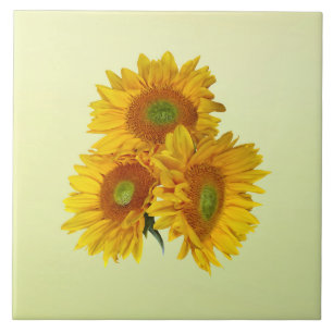 Three Golden Sunflowers Tile