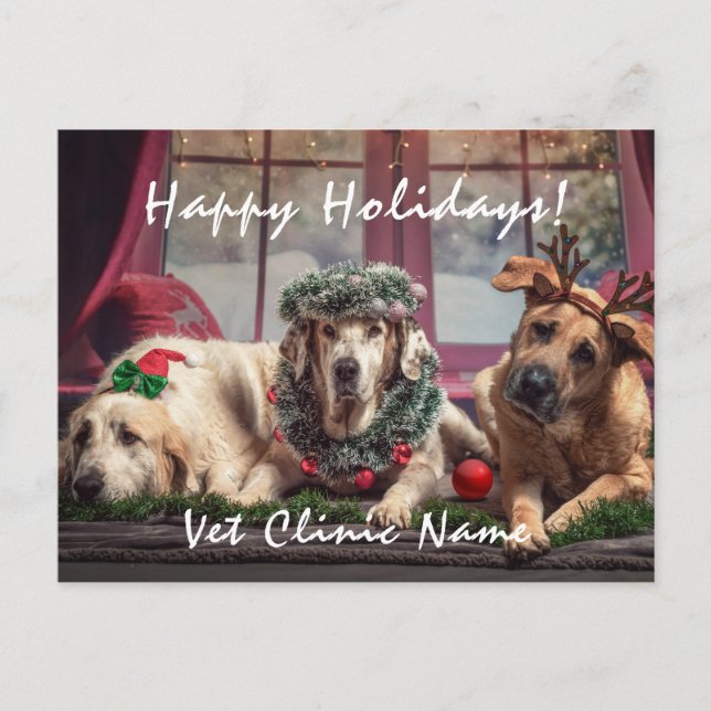 Three Good Dogs Veterinarian Christmas Postcard (Front)