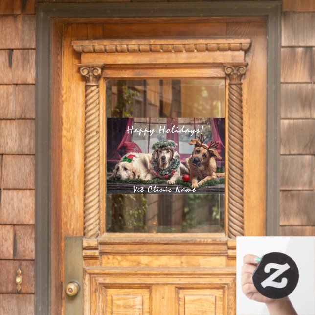 Three Good Dogs Veterinarian Christmas    Window Cling (Home Door)