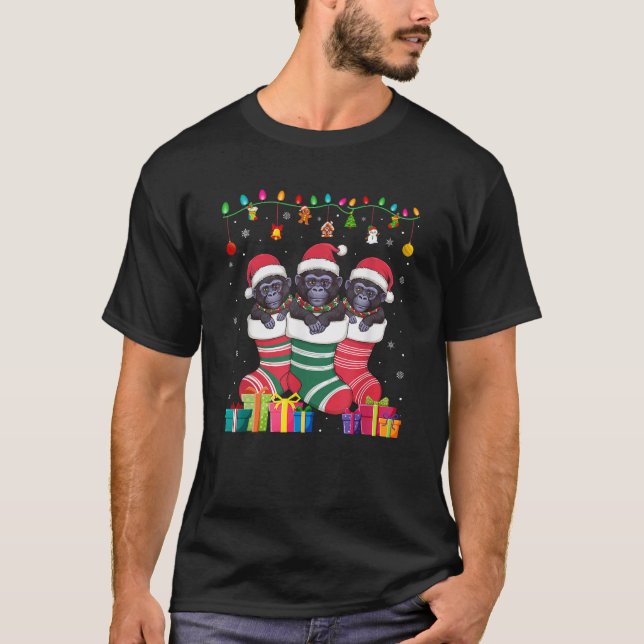 Three Gorilla in Sock Funny Boys Girls Kids Christ T-Shirt (Front)