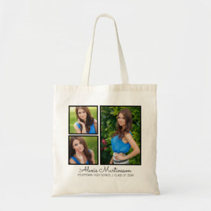 Three Graduation Photo Tote Bag Template