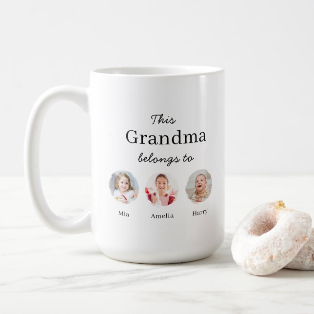 Three Grandchildren Personalized  Coffee Mug (With Donut)