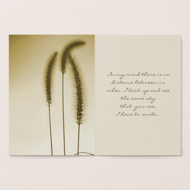 Three Grass Heads Silhouette Thinking of You Gold Foil Card (Inside)