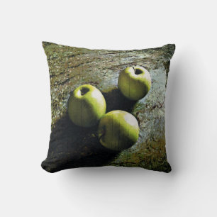 Three Green Apples Throw Pillow