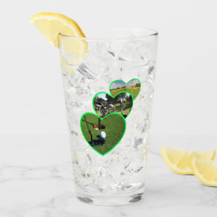 Three Green Golf Hearts Design, Glass
