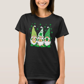 Three Green Irish Gnomes Shamrock Clover St Patric T-Shirt