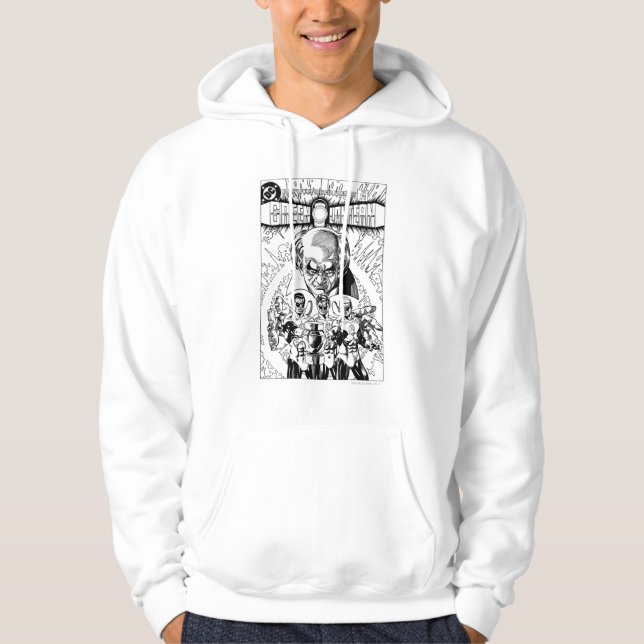 Three Green Lanterns Comic Cover, Black and White Hoodie (Front)