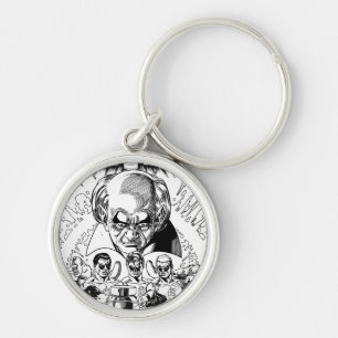 Three Green Lanterns Comic Cover, Black and White Keychain