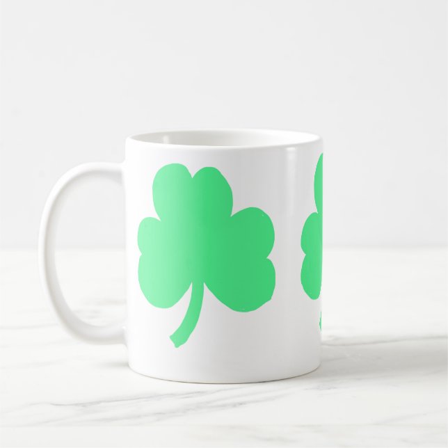 Three Green Shamrock Trinity Coffee Mug (Left)