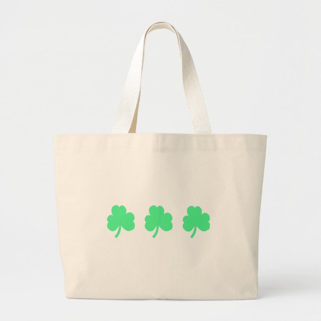 Three Green Shamrock Trinity Large Tote Bag (Front)