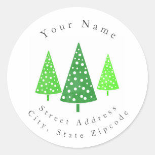 'Three Green Watercolor Polka Dot Trees' Labels