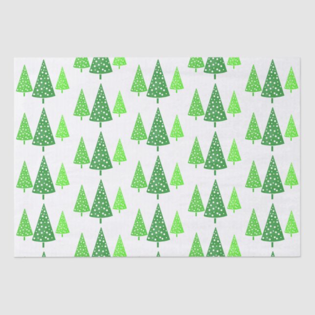 Three Green Watercolor Polka Dot Trees  Tissue Paper (Front)