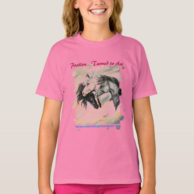 Three Grey Horses w/dot edge T-Shirt (Front)