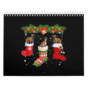 Three Greyhound Dog In Sock Christmas Santa Calendar