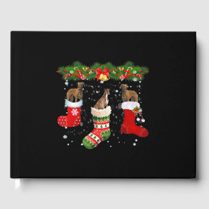 Three Greyhound Dog In Sock Christmas Santa Guest Book
