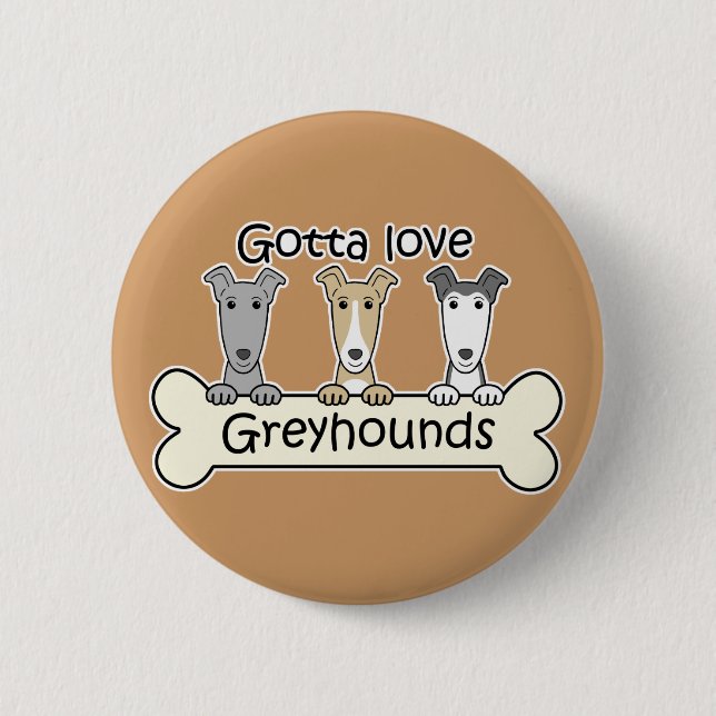 Three Greyhounds 2 Inch Round Button (Front)