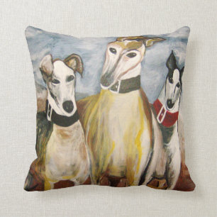 Three Greyhounds Throw Pillow