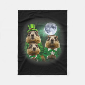 Three Groundhog Moon 3 Groundhog Day Head St Patri Fleece Blanket