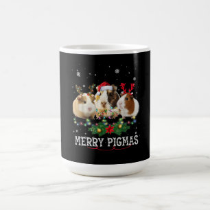 Three Guinea Pig Christmas Lights Santa Hat Coffee Mug