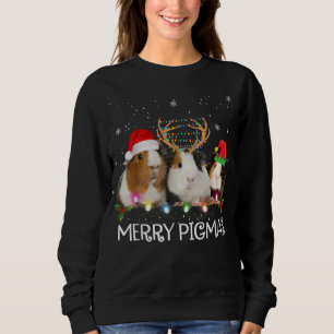 Three Guinea Pig Christmas Lights Santa Hat Xmas Sweatshirt