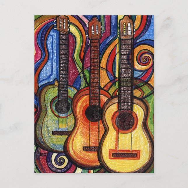 Three Guitars Postcard (Front)