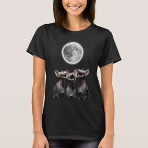 Three Hairless Sphynx Cats Meowling At Moon Howli T-Shirt