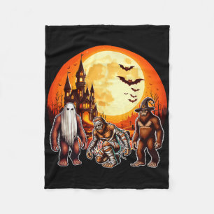 Three Halloween Bigfoots Horror Boo Ghost Witch Mu Fleece Blanket