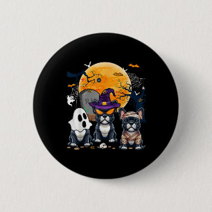 Three Halloween French Bulldogs Cosplay Witch Ghos 2 Inch Round Button