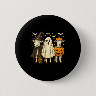 Three Halloween Goats Cosplay Witch Boo Carved Pum 2 Inch Round Button