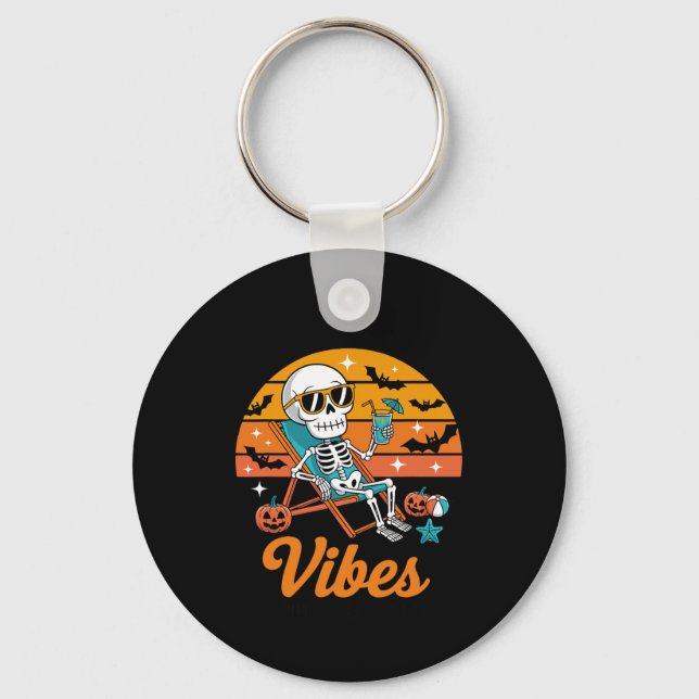 Three Halloween Huskies As Horror Witch Mummy Zomb Keychain (Front)