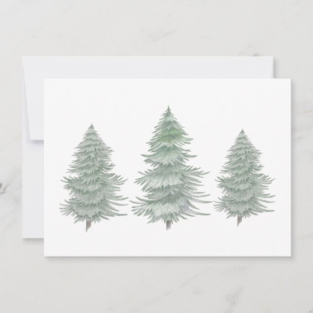 Three Hand Drawn Evergreen Trees    Card (Front)