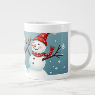 Three happy Christmas snowmen Large Coffee Mug